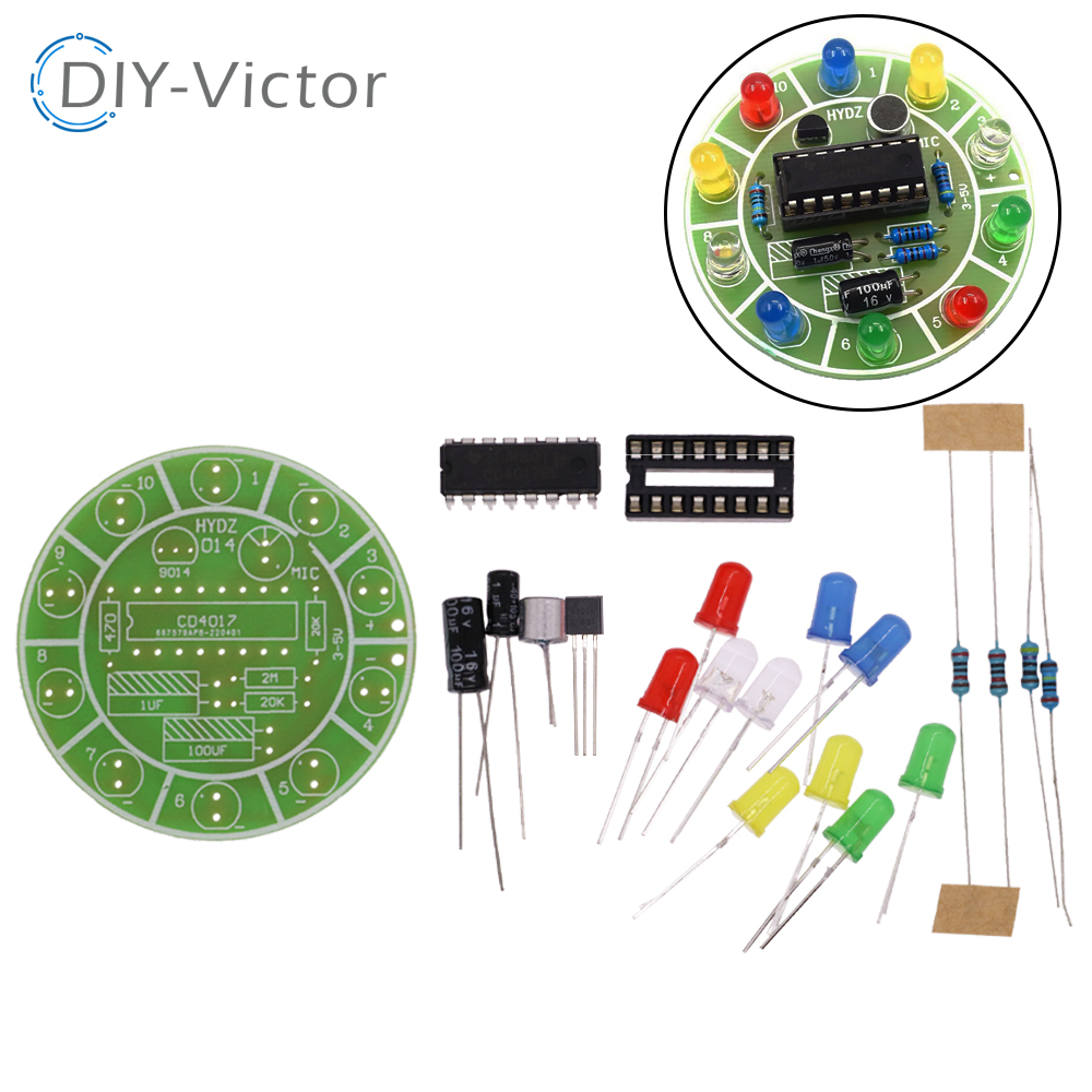 Diy Electronics Lab - Cd4017 bunte Sprach steuerung rotierende LED-Licht-Kit