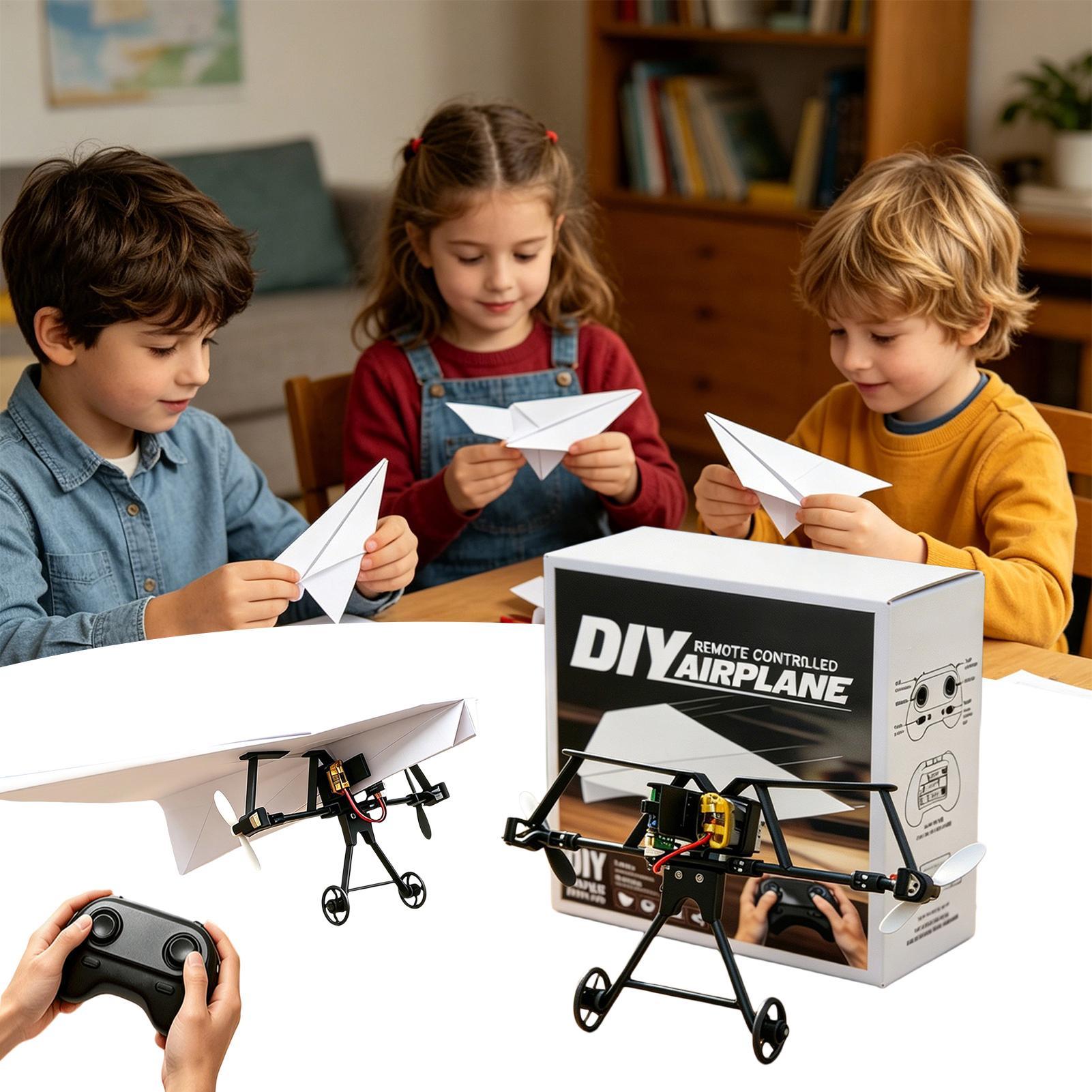 Diy Electronics For Kids - DIY RC Papierflugzeug-Bausatz Flugzeugspielzeug mit Gyro-Stabilisator