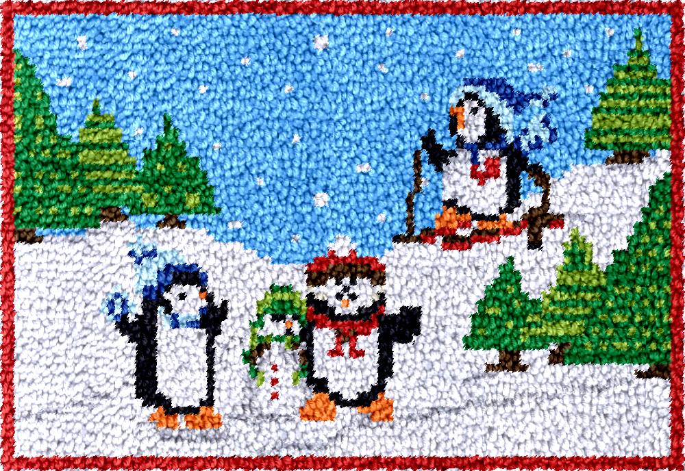 Diy Electronics Kits For Adults - Pinguine Knüpfhaken-Teppich-Sets mit bedruckter Leinwand, DIY-Teppich-Stickset,
